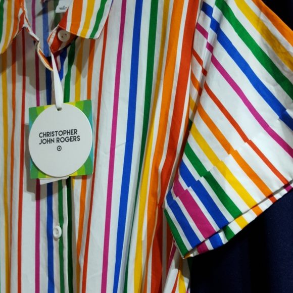 Size 2 Christopher John Rogers Striped Shirtdress - Picture 6 of 7